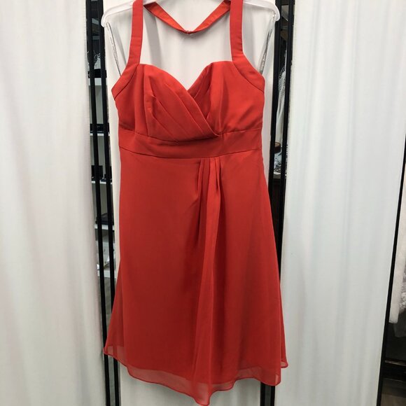 Size 10 Knee-Length Bridesmaid Burnt Orange Persismmon Rust Ginger Halter Cruise - Picture 5 of 7